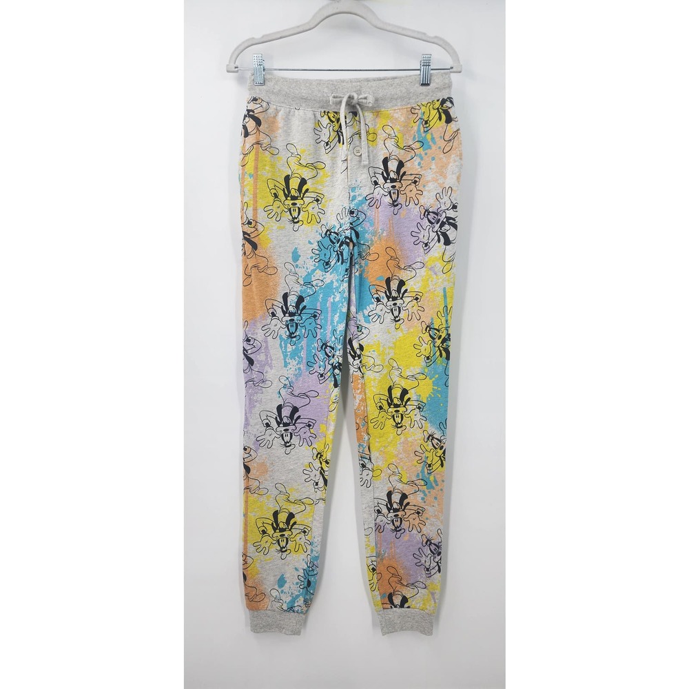 Disney Parks Goofy‎ Grey Paint Splatter Pants Bottoms Joggers XS Oversized